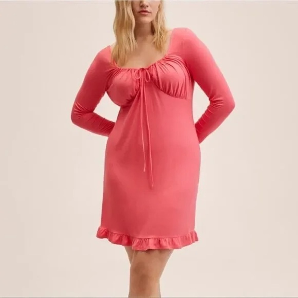 85. Mango Womenโs Long Sleeve Sleep Dress in Pink Size Large